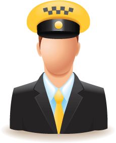 logo de chauffeur avec casquette et cravate jaune